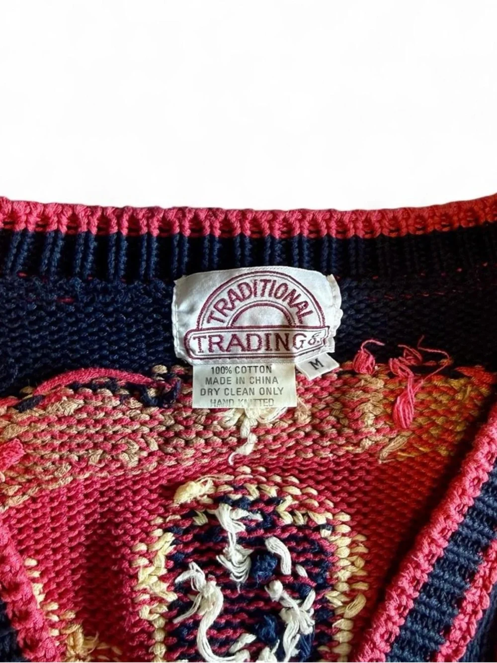 Vintage Traditional Trading Co Election Vote Themed Hand Knit Cardigan Size M - Picture 2 of 8